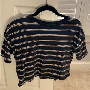 Retro Striped American Eagle Boxy Cropped Tee